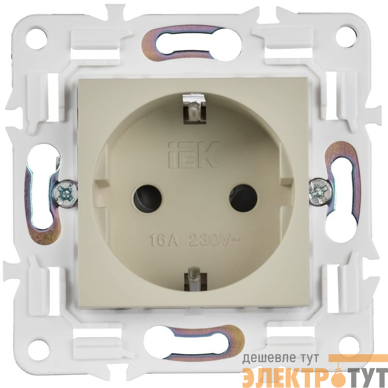 Розетка SKANDY 16А с заземл. защ. шторки SK-R04B беж. IEK SK-R14-16-K10