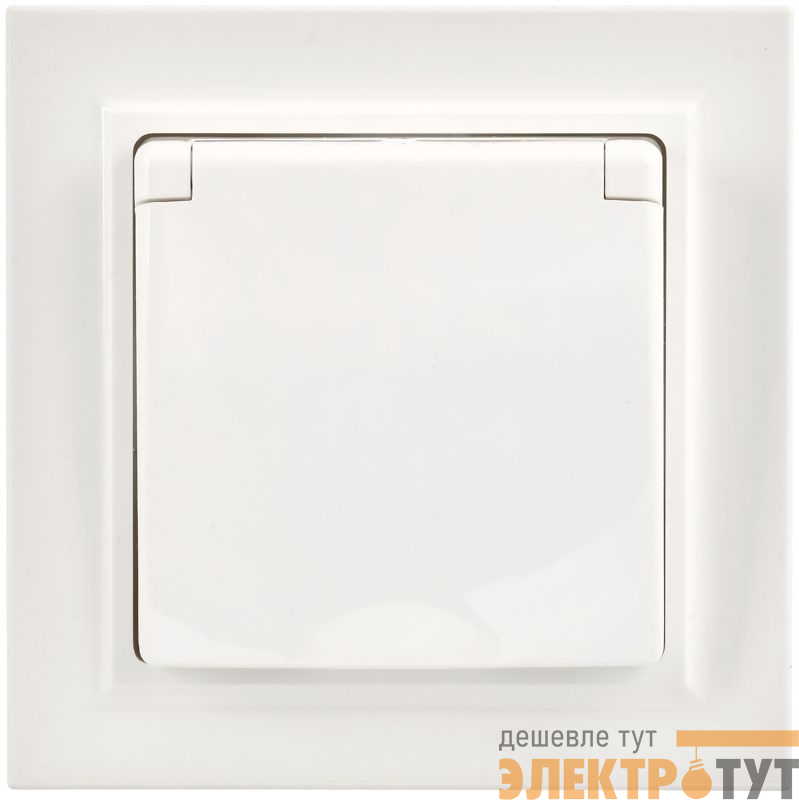 Розетка с крышкой Brite 16А IP44 РСбш10-3-44-БрБ механизм бел. в сб. IEK BR-R16-16-44-K01-F-PRO