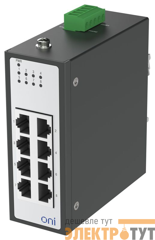 Коммутатор промышленный неуправляемый ISU-430 Ethernet 8 портов 10/100BaseT разъем RJ45 24В AC/12/24/48В DC с резервированием ONI ISU-430-8FE0000000000