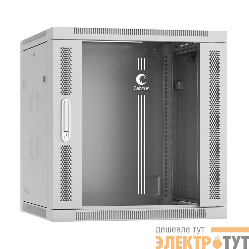 Шкаф телекоммуникационный настенный разобранный SH-05F-12U60/45-R 19дюйм 12U 600х450х635мм дверь стекло сер. (RAL 7035) Cabeus 10762c