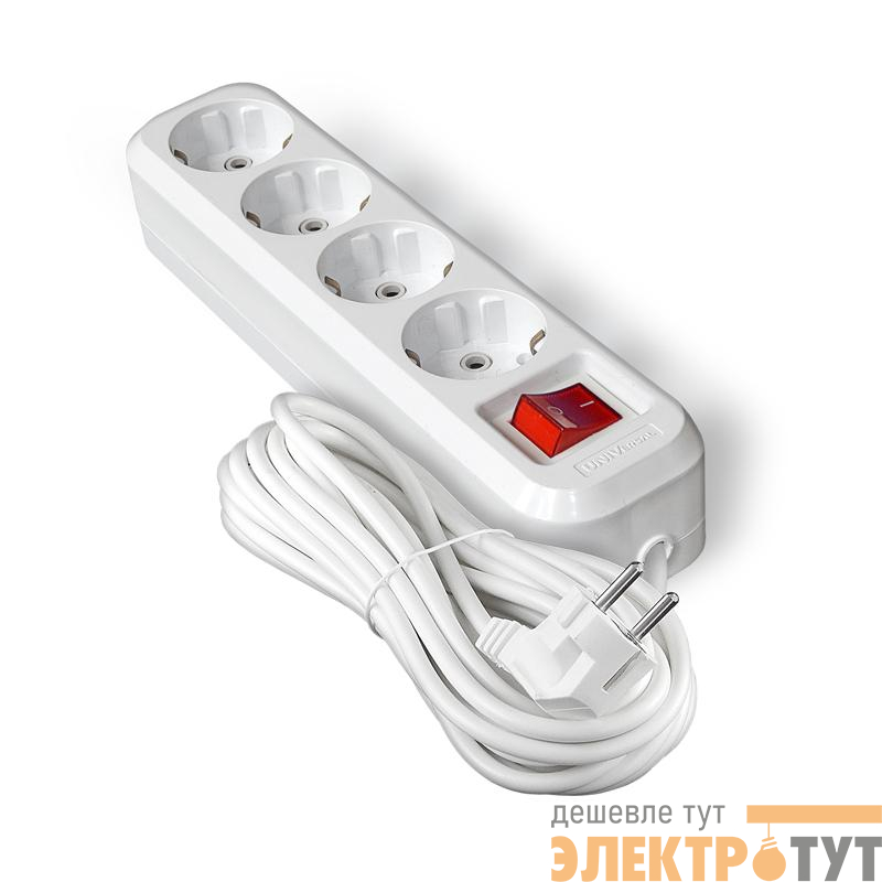 Удлинитель 4х5м с заземл. IP20 S-304А ПВС 3х1.5 с выкл.Universal 1735