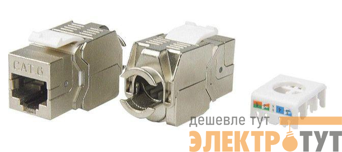Вставка Keystone Jack RJ45 (8P8C) кат.6 экранир. 180град. Toolless KJ8-8P8C-C6-180-TLS-SH-F-WH бел. Hyperline 426188