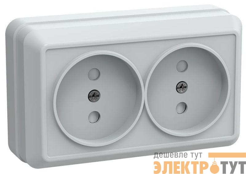 Розетка 2-м ОП Октава РСш22-2-ОБ 10А IP20 без заземл. защ. шторки бел. GENERICA ERO23-K01-10-DC
