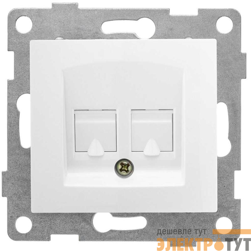 Розетка компьютерная + телефонная 2-м СП Bravo RJ45 + RJ12 механизм бел. GUSI С10КТ-001