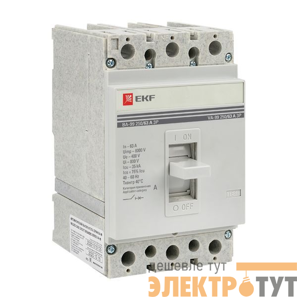 Выключатель автоматический 3п 250/63А 35кА ВА-99 PROxima EKF mccb99-250-63