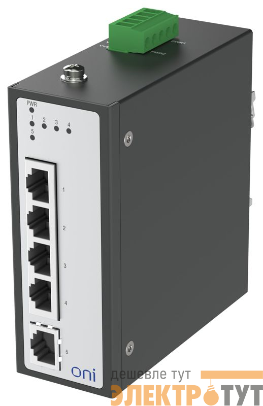 Коммутатор промышленный неуправляемый ISU-430 Ethernet 5 портов 10/100BaseT разъем RJ45 24В AC/12/24/48В DC с резервированием ONI ISU-430-5FE0000000000