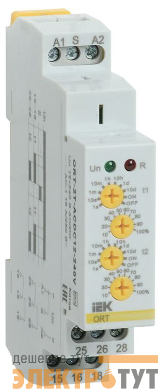 Реле времени ORT 2 контакта 12-240В AC/DC 2 уставки IEK ORT-2T-ACDC12-240V