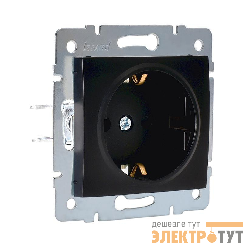 Розетка 1-м СП Karina с заземл. защ. шторки термопласт механизм черн. бархат LEZARD 707-4288-124B