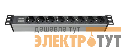 Блок распределения питания 8-м 16А Schuko вх. разъем Schuko для 19дюйм шкафов защита от перенапряж. с индикатором сети DKC R519SH8CD