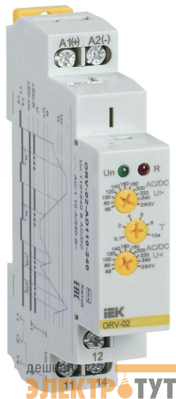 Реле повышения напряжения ORV 1ф 110-240В AC/DC IEK ORV-02-AD110-240