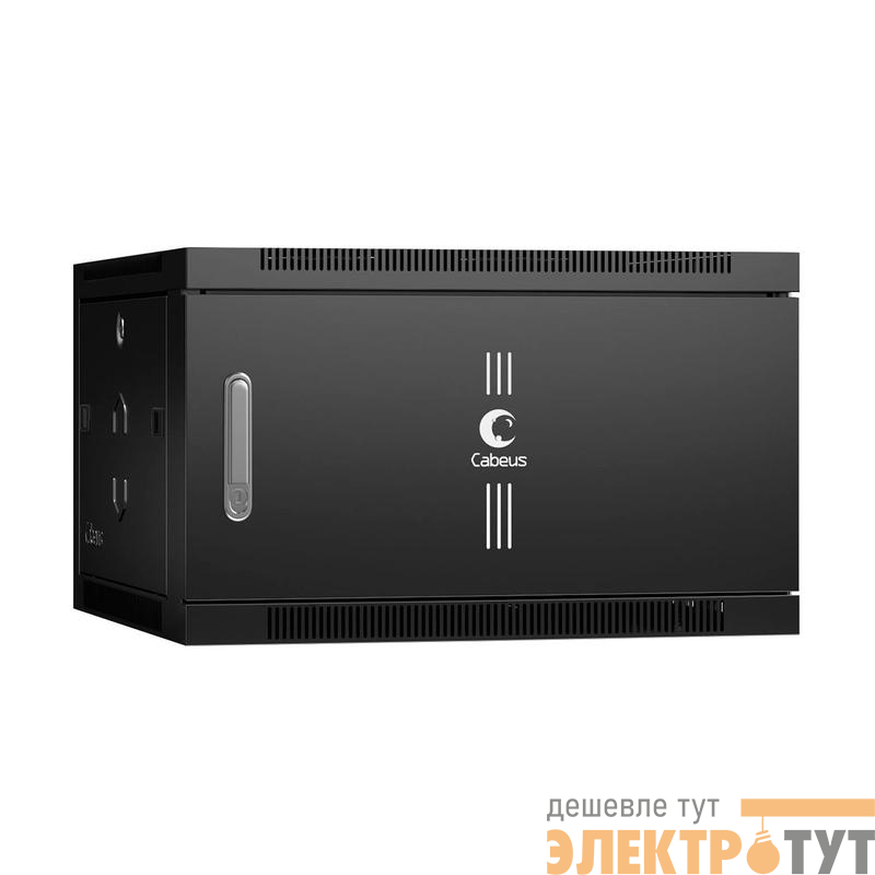 Шкаф телекоммуникационный настенный SH-05F-6U60/45m-BK 19дюйм 6U 600х450х368мм дверь метал. черн. (RAL 9004) Cabeus 8599c