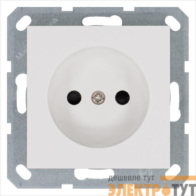 Розетка 1-м 16А IP20 без заземл. защ. шторки механизм бел. глянцевый Jasmart G5503W