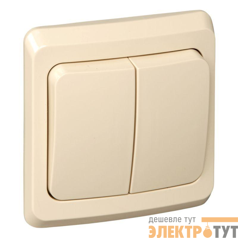 Выключатель 2-кл. СП Этюд 10А IP20 с подсветкой крем. SE BC10-006K