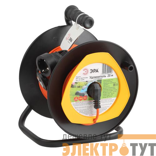 Удлинитель на пластик. катушке 1х20м с заземл. 6А IP44 RPx-1e-3х0.75-20m ПВС 3х0.75 Эра Б0043045