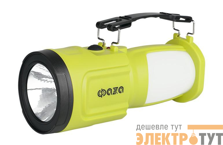 Фонарь аккумуляторный универсальный AccuF8-L1W/L24-gn 1Вт 83лм + боков. панель 24х0.1Вт 132лм аккум. 0.9А.ч ЗУ: сеть/солнечн. панель IP20 зел. ФАZА 5006683