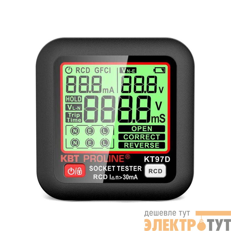 Тестер розеток и УЗО КТ 97D PROLINE КВТ 91921