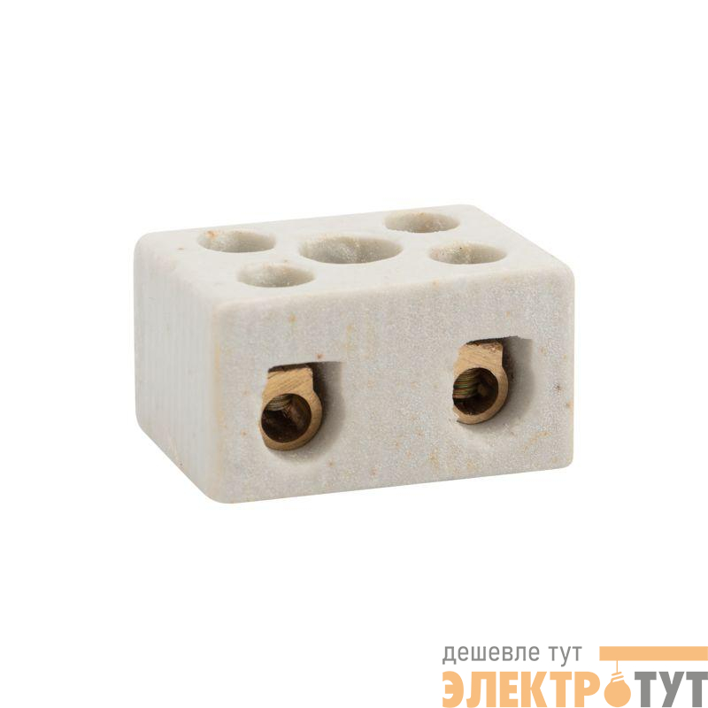 Клемма керамическая винтовая 10кв.мм 2 пары контактов с крепежным отверстием (уп.100шт) Rexant 07-6222