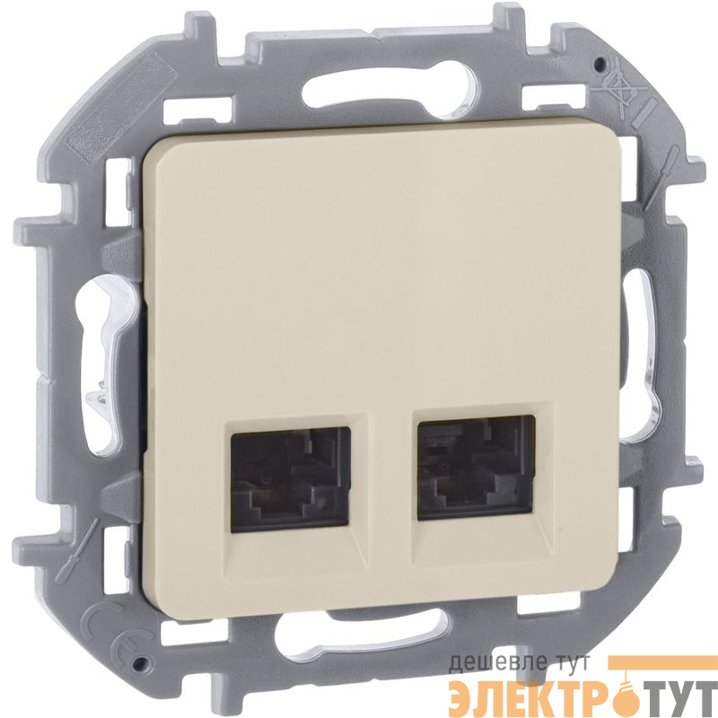 Розетка компьютерная 2-м СП Inspiria RJ45 кат.6 UTP IP20 механизм сл. кость IEK 673841