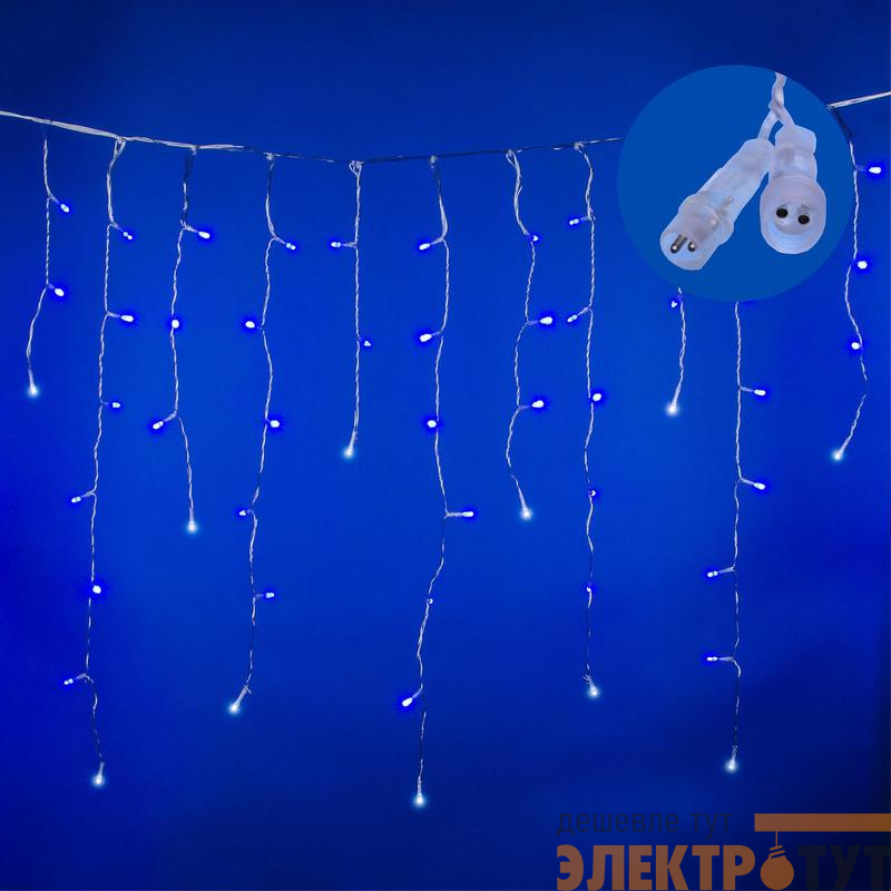 Гирлянда светодиодная "Бахрома"25м 440LED син./бел. эффект мерцания соединяемая провод прозр. Uniel UL-00010939