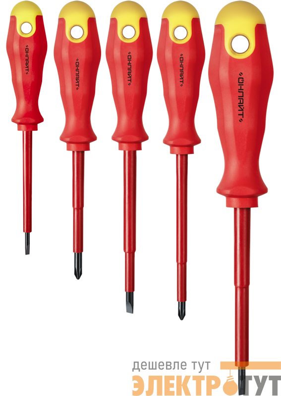 Набор отверток диэлектрических 90 355 OHT-Оtd01-H5 (5 предметов) ОНЛАЙТ 90355