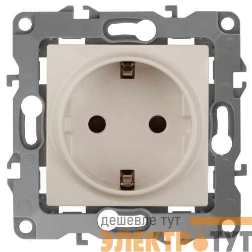 Розетка 1-м СП Эра12 12-2101-02 16А IP20 16AX 250В 2P+E Schuko механизм сл. кость Эра Б0014676