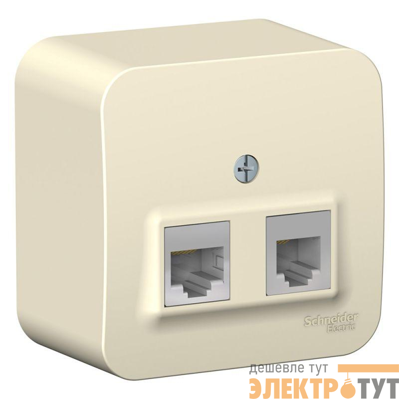 Розетка компьютерная + телефонная 2-м ОП Blanca RJ45 кат.5E + RJ11 с изолир. пластиной молочн. SE BLNIA045112