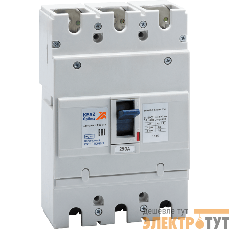 Выключатель автоматический 3п 250А 18кА OptiMat E250L250 УХЛ3 КЭАЗ 100012
