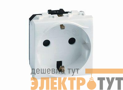 Розетка 1-м СП 2мод. Brava 16А IP20 с заземл. защ. шторки сл. кость DKC 75482S