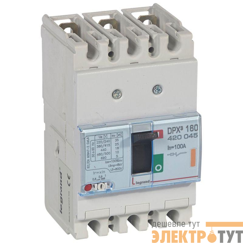 Выключатель автоматический 3п 100А 25кА DPX3 160 термомагнитн. расцеп. Leg 420045