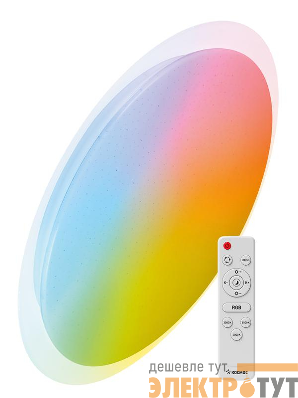 Светильник светодиодный PREMIUM GALAXY-RGB 75Вт 230В 3000-6500К 6000лм IP40 555х83мм настенно-потолочный управляемый с пультом ДУ с RGB подсветкой КОСМОС KSGalaRGB75W