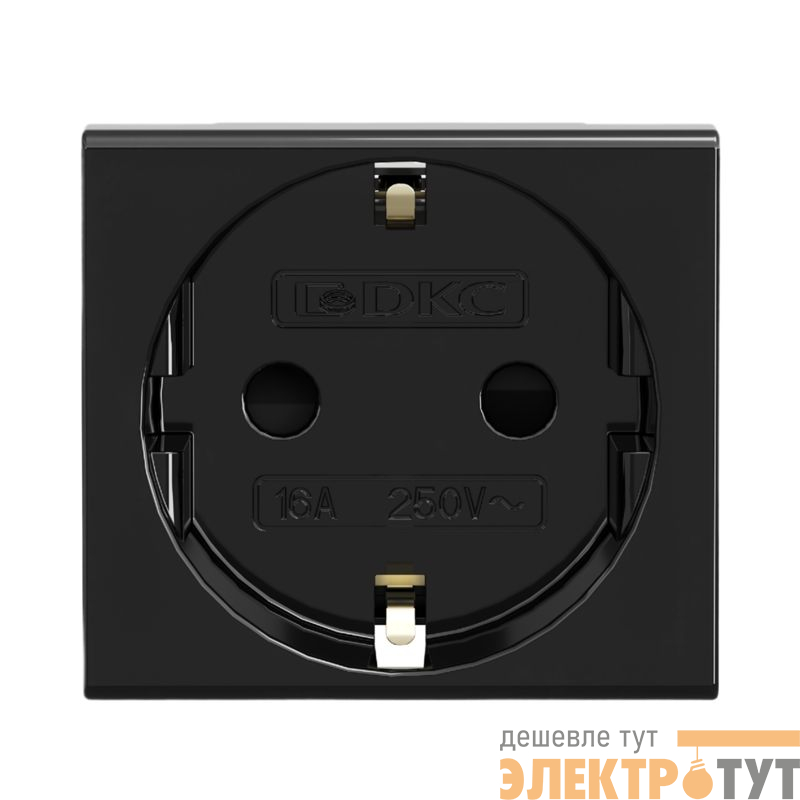 Розетка 1-м 2мод. Viva 16А IP20 2P+E с заземл. защ. шторки черн. DKC 45205