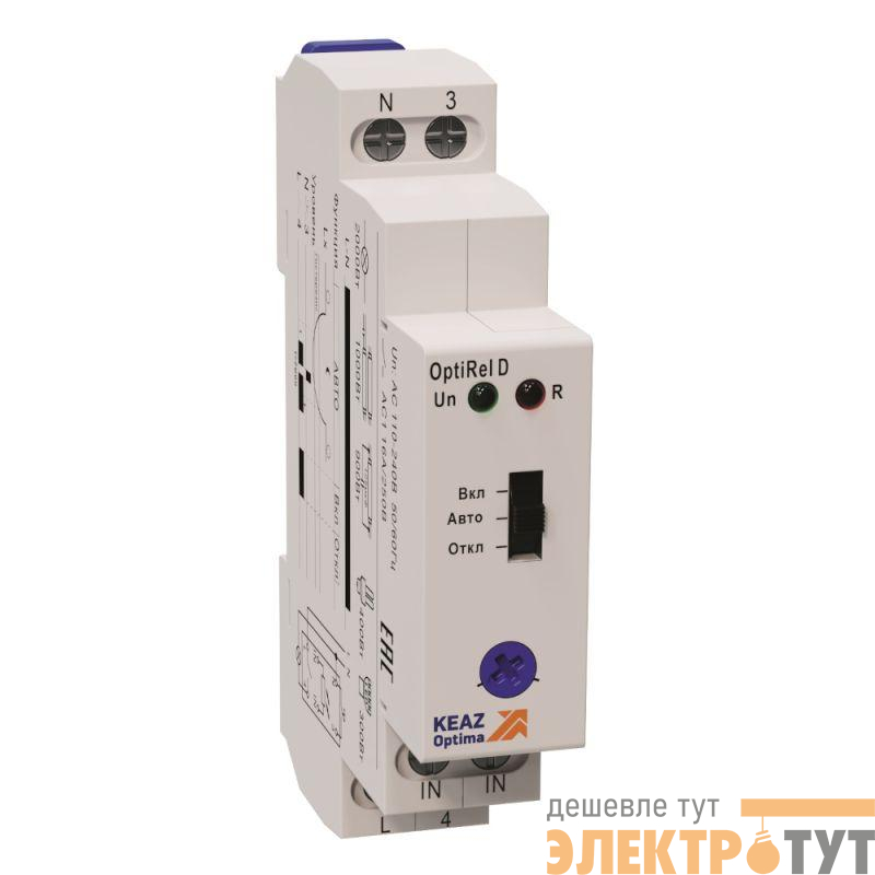 Реле лестничного освещения OptiRel D SSW-1-230A-1 с ручным управлением 16А 1СО 230АС КЭАЗ 357859