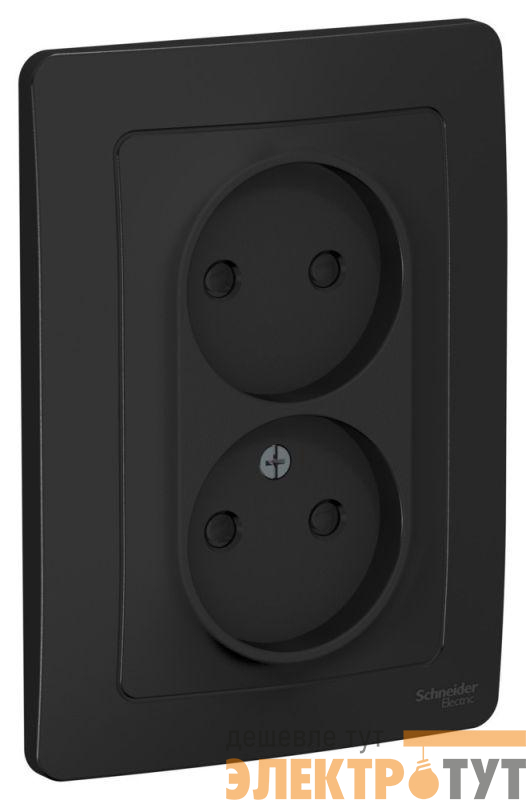 Розетка 2-м СП Blanca 16А IP20 250В без заземл. защ. шторки антрацит SE BLNRS000126