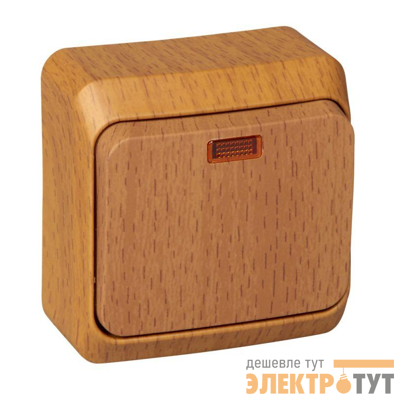 Выключатель 1-кл. ОП Этюд Дача 10А IP20 с подсветкой бук SE BA10-005T