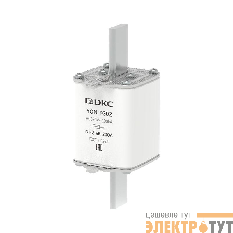 Предохранитель YON ножевого типа FG2 200А 690В хар-ка aR DKC 1FG02-0200-690V-AR