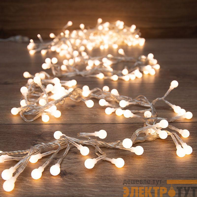 Гирлянда светодиодная "Мишура LED" 3м 288LED тепл. бел. 18Вт 220-240В IP20 провод ПВХ прозр. Neon-Night 303-606