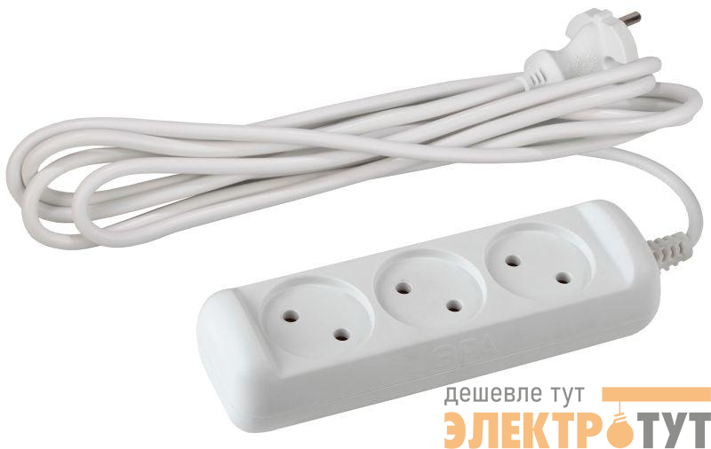 Удлинитель 3х1.5м без заземл. 10А IP20 U-3-1.5m-2х1 ПВС 2х1 Эра Б0028354