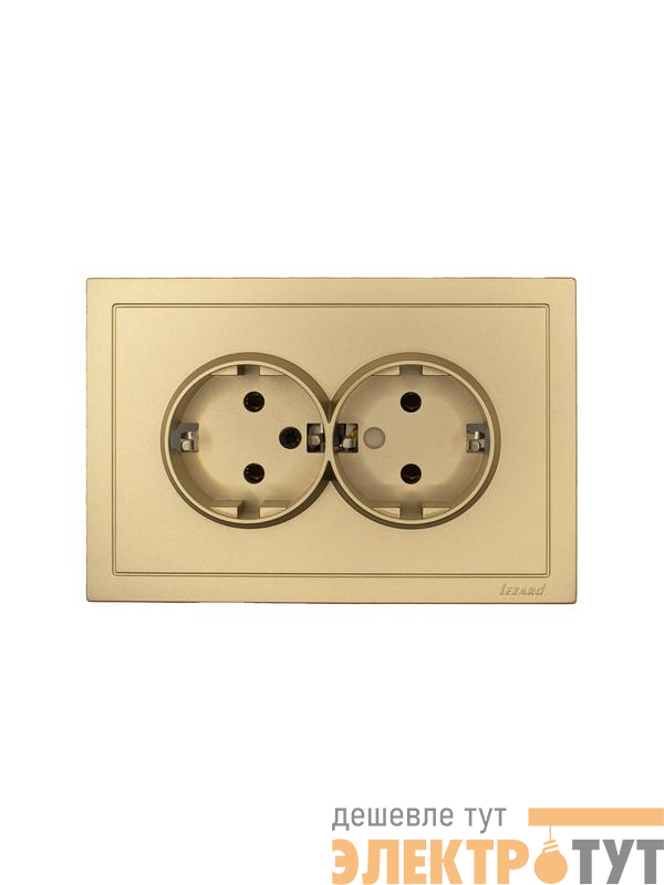 Розетка 2-мест. с/з СП ZIMA IP20 16А ПБТ безвинт. зажим зол. LEZARD 704-3600-127BQC