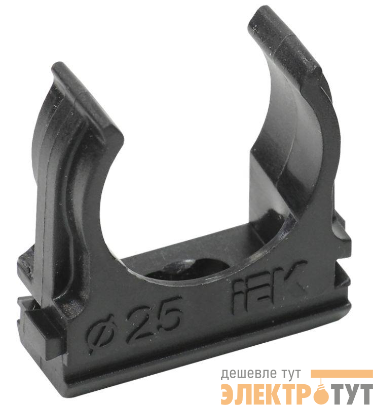 Держатель для труб (клипса) CF25 с защелкой черн. ELASTA IEK CTA10D-CF25-K02-100