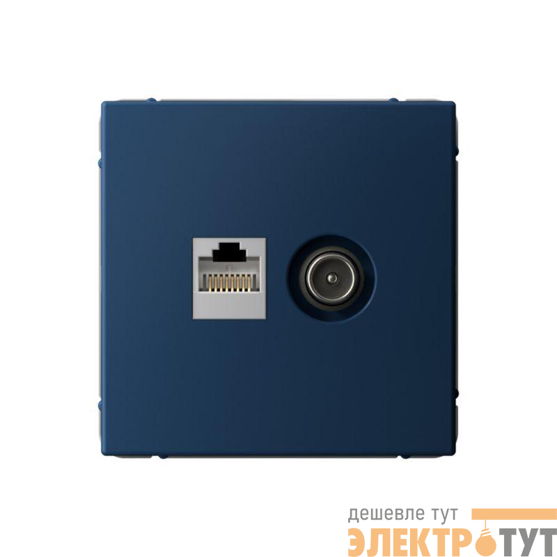 Розетка компьютерная + телевизионная 2-м СП ArtGallery RJ45 кат.5E + TV механизм аквамарин SE GAL001189