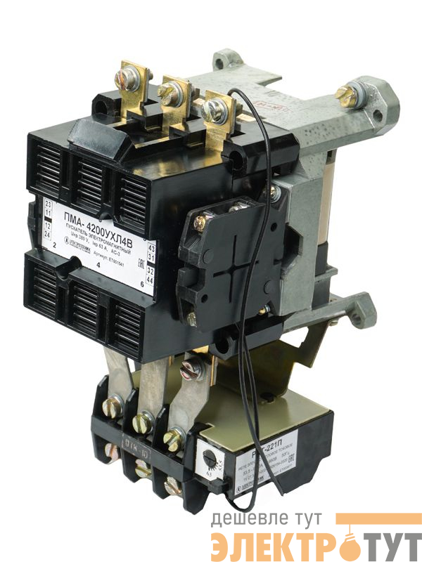 Пускатель ПМА 4200 УХЛ4 В 63А кат. 380В AC 2НО+2НЗ IP00 с реле РТТ-221П 53.5-63.0А Электротехник ET001541