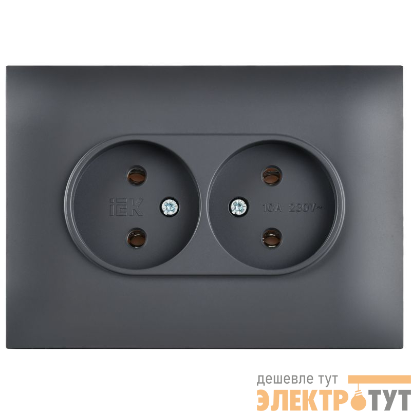 Розетка 2-м SKANDY 10А без заземл. без защ. шторок в сборе SK-R10T титан IEK SK-R20-10-K48-F
