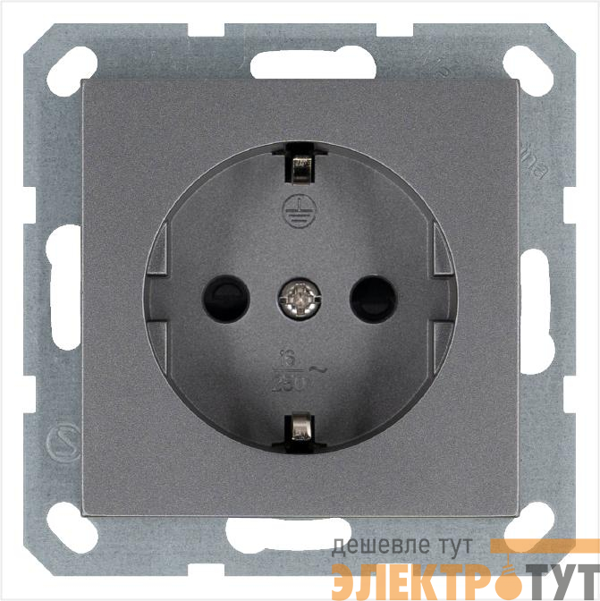 Розетка 1-м Shuko 16А IP20 с заземл. защ. шторки механизм алюм. Jasmart G5501S