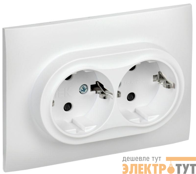 Розетка 2-м SKANDY 16А с заземл. защ. шторки в сборе SK-R07W арктич. бел. IEK SK-R24-16-K01-F