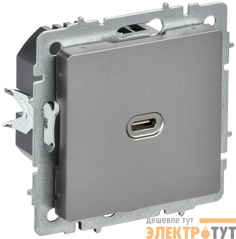 Розетка СП BRITE РЮ12-1-БрС USB C 65Вт высокоскор. заряд. сталь IEK BR-U13-065-K46