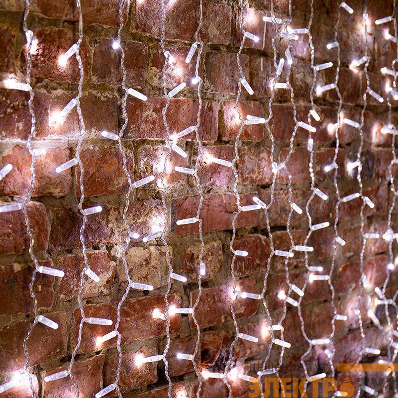 Гирлянда светодиодная "Светодиодный Дождь" 2х1.5м 192LED бел. 78Вт 230В IP65 постоян. свечение провод прозр. Neon-Night 235-305-6