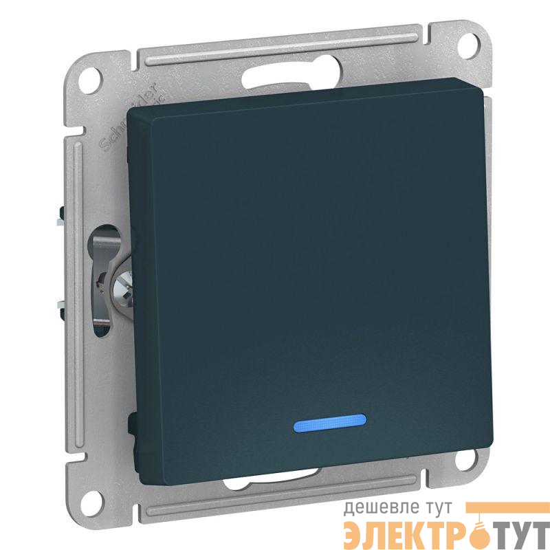 Механизм выключателя 1-кл. СП AtlasDesign 10А IP20 (сх. 1а) 10AX с подсветкой изумруд SchE ATN000813
