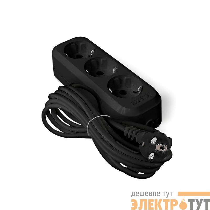 Удлинитель 3х5м с заземл. 10А IP20 У10-554 ПВС 3х0.75 черн. UNIVersal 1983