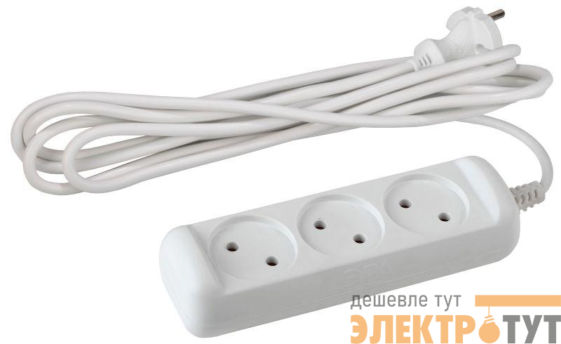 Удлинитель 3х5м без заземл. 6А IP20 UX(6)-3-5m ПВС 2х0.75 Эра Б0038569