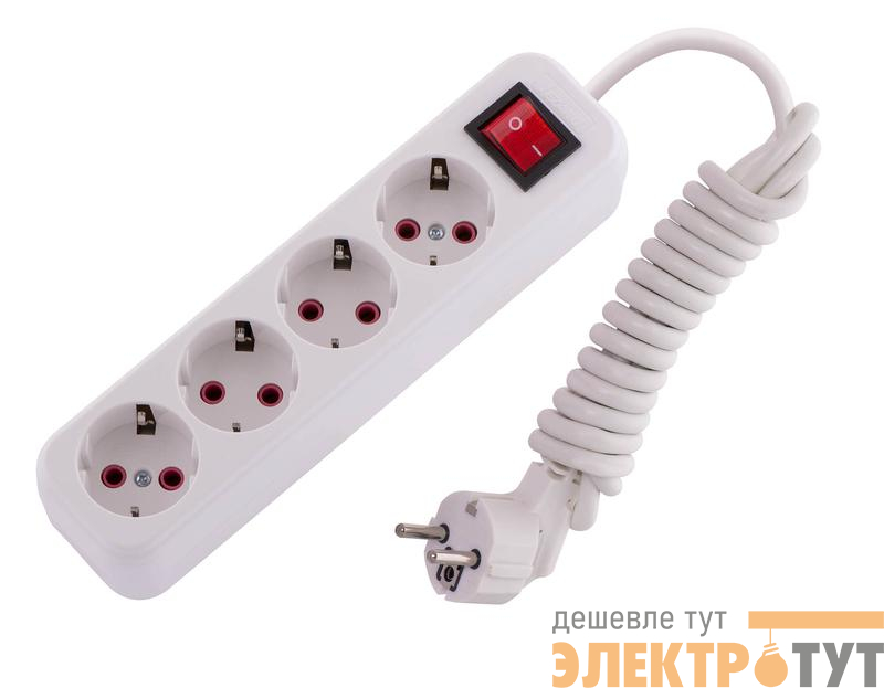 Удлинитель 4х2м с заземл. 16А IP20 Lila с выкл. LEZARD 720-0402-402